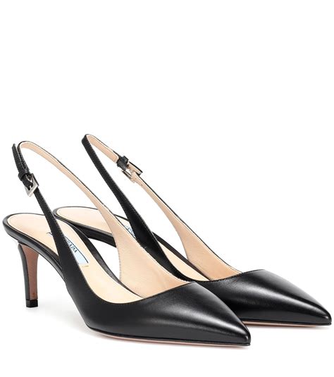 prada leather pointed-toe pumps|prada black slingback leather pumps.